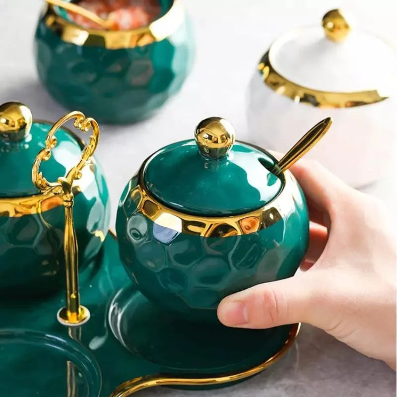 Ceramic sugar and salt jar set – view 12