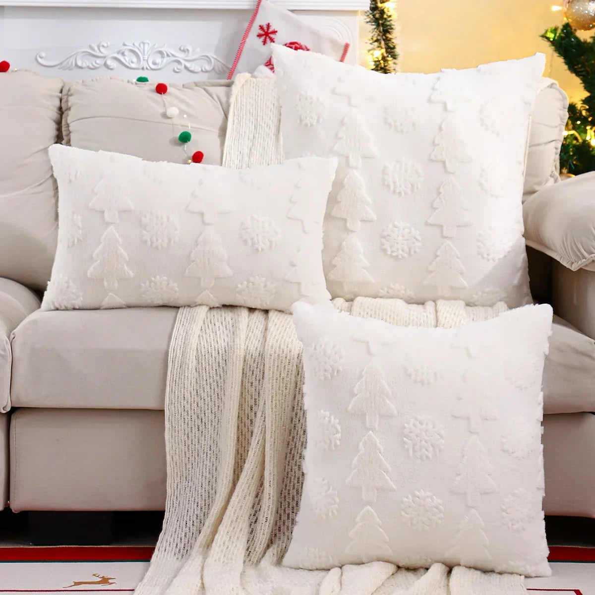 Christmas Snowflake Jacquard Plush Cushion Cover – view 3