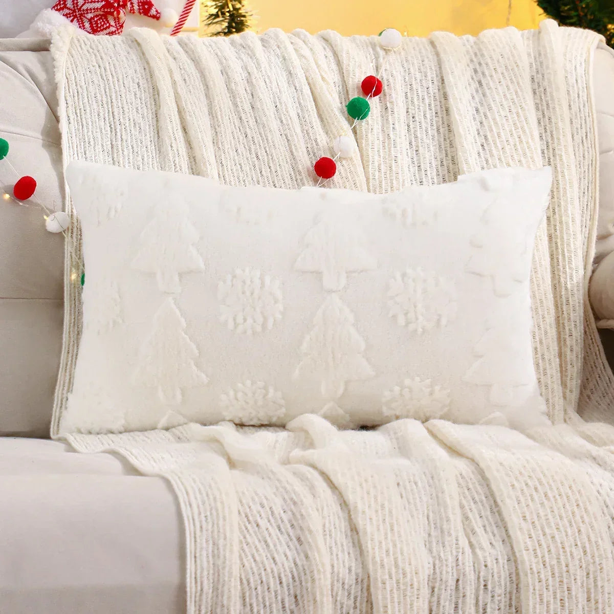 Christmas Snowflake Jacquard Plush Cushion Cover – view 7
