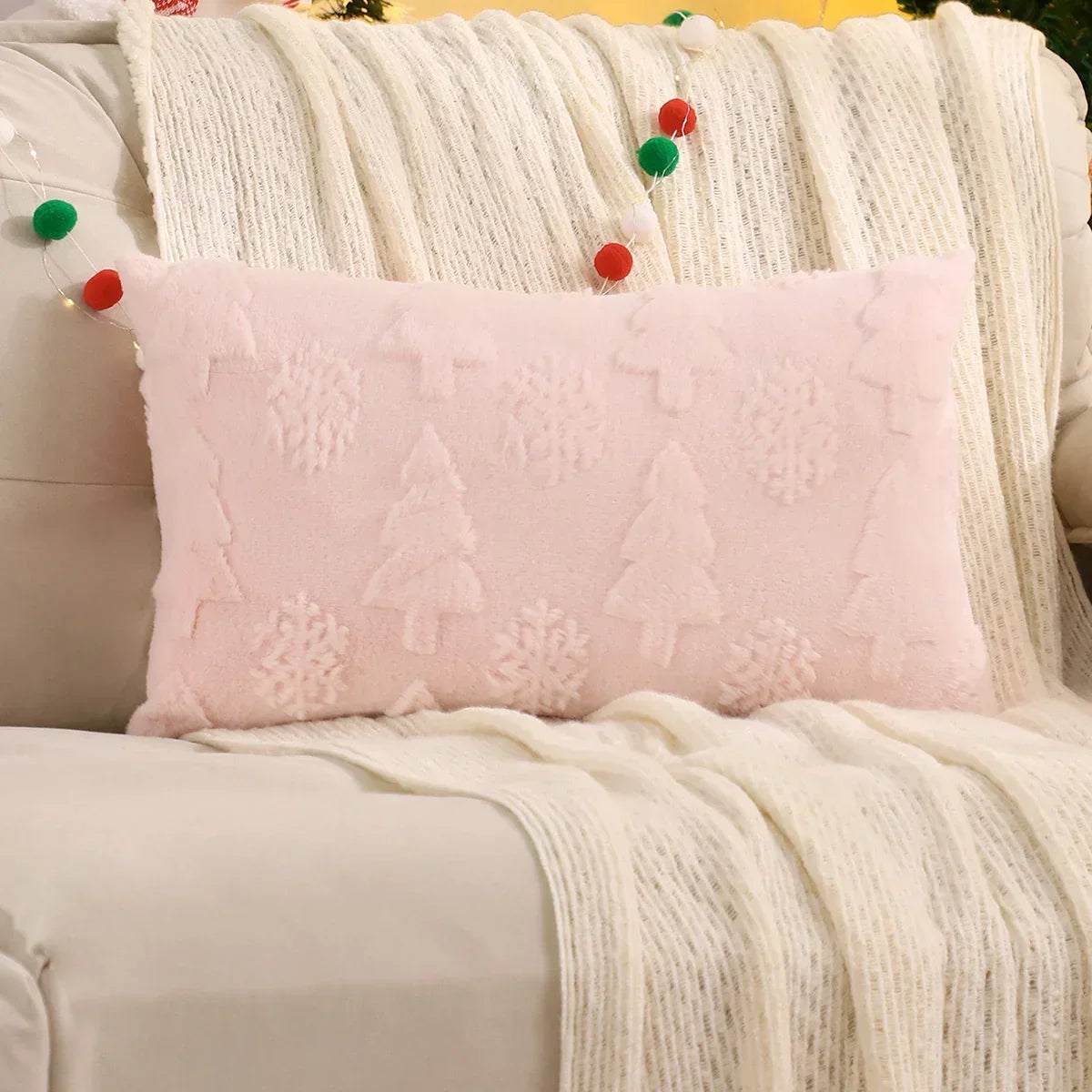 Christmas Snowflake Jacquard Plush Cushion Cover – view 9
