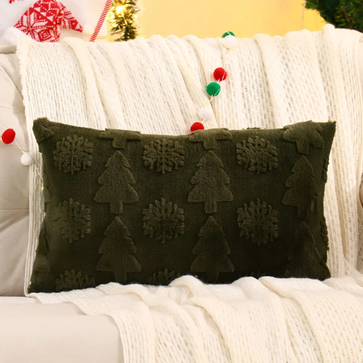 Christmas Snowflake Jacquard Plush Cushion Cover – view 12