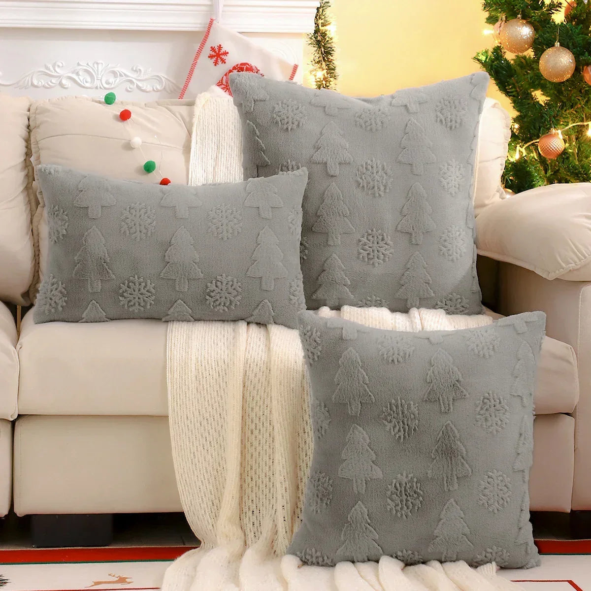 Christmas Snowflake Jacquard Plush Cushion Cover – view 18