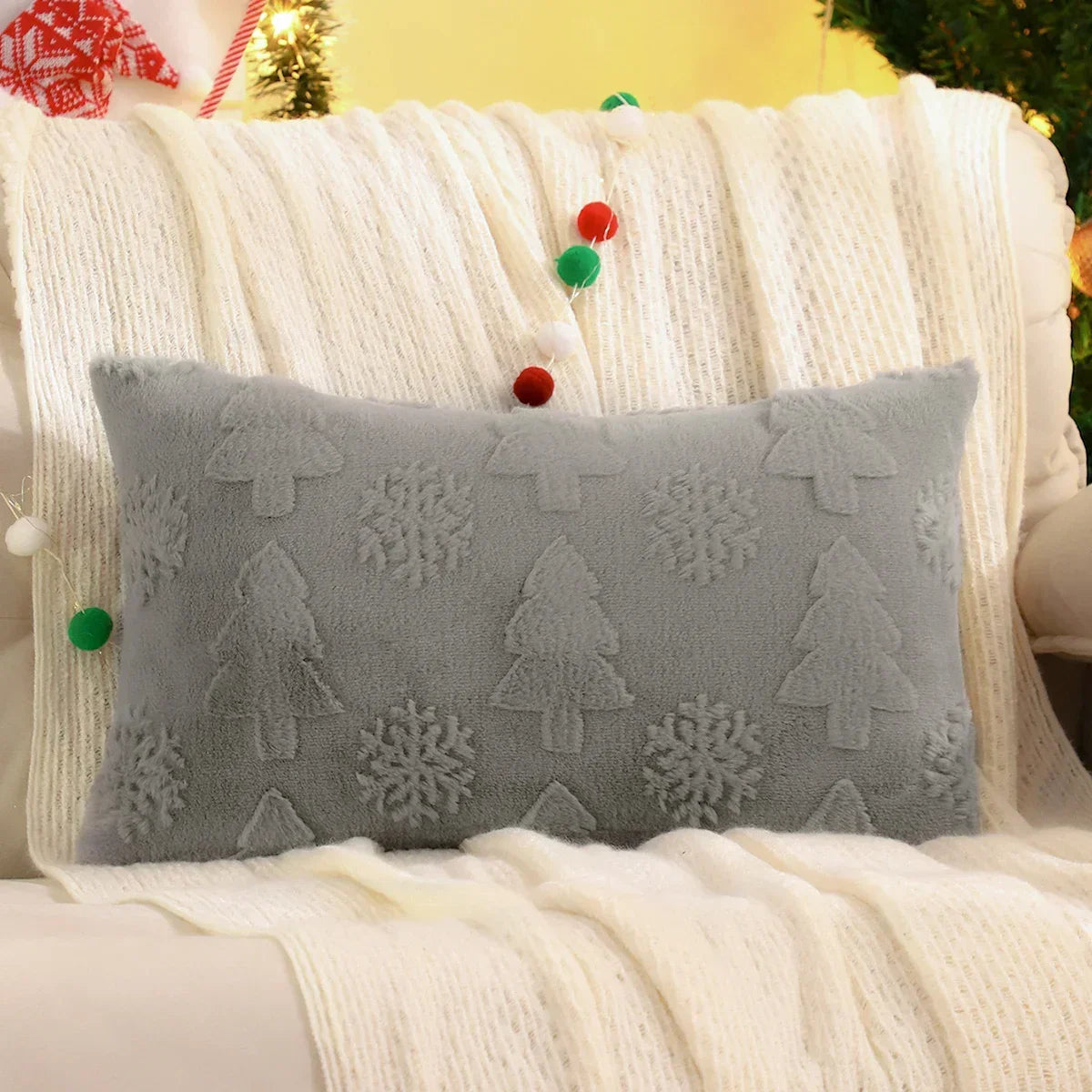 Christmas Snowflake Jacquard Plush Cushion Cover – view 19