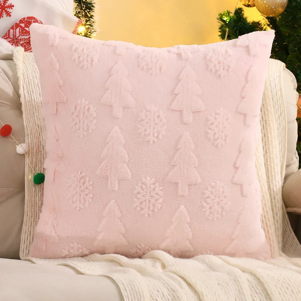 Christmas Snowflake Jacquard Plush Cushion Cover – view 23