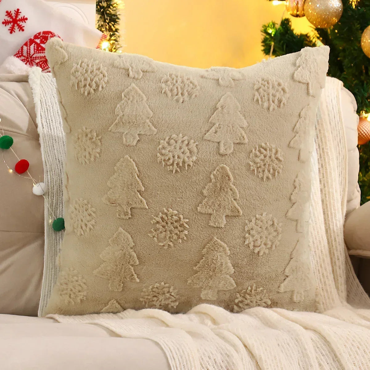 Christmas Snowflake Jacquard Plush Cushion Cover – view 24