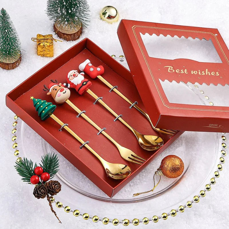 Christmas Stainless Steel Flatware Set – 4 or 6 Pieces – view 6