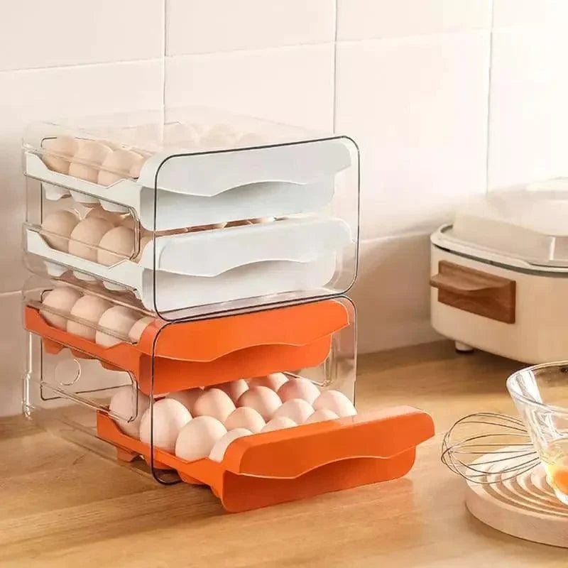 Clear 2-drawer refrigerator egg organiser – view 2