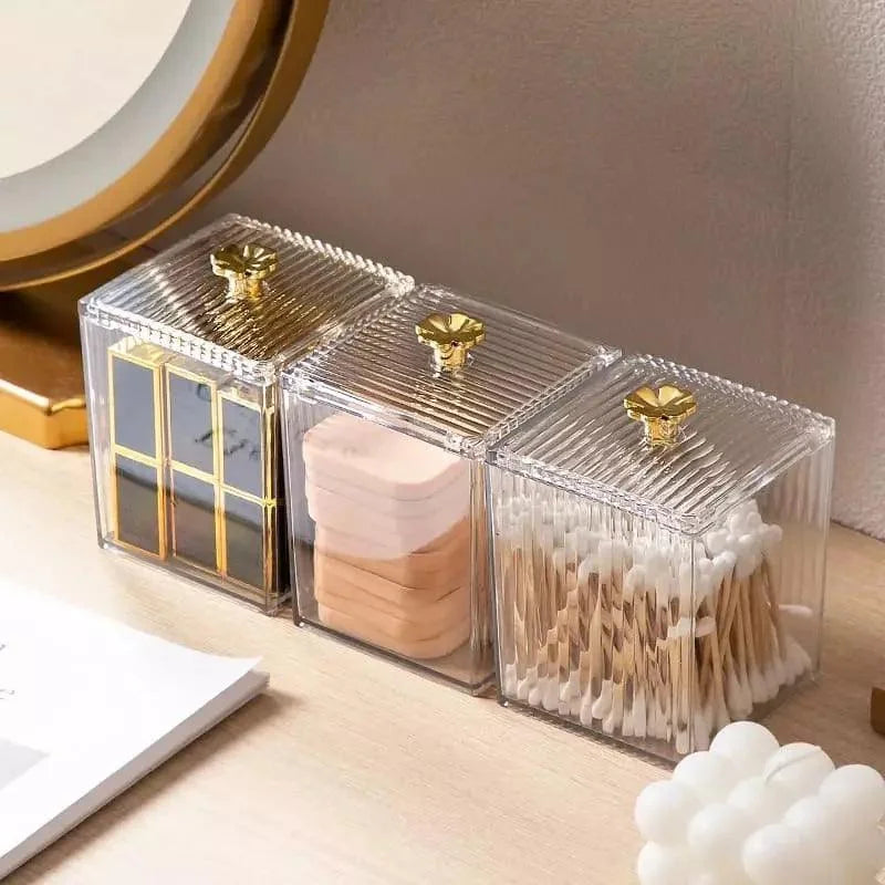 Clear acrylic cotton pad and cotton bud organiser