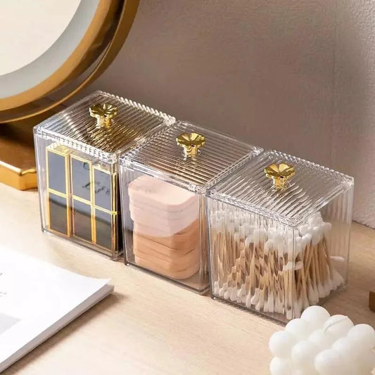 Clear acrylic cotton pad and cotton bud organiser