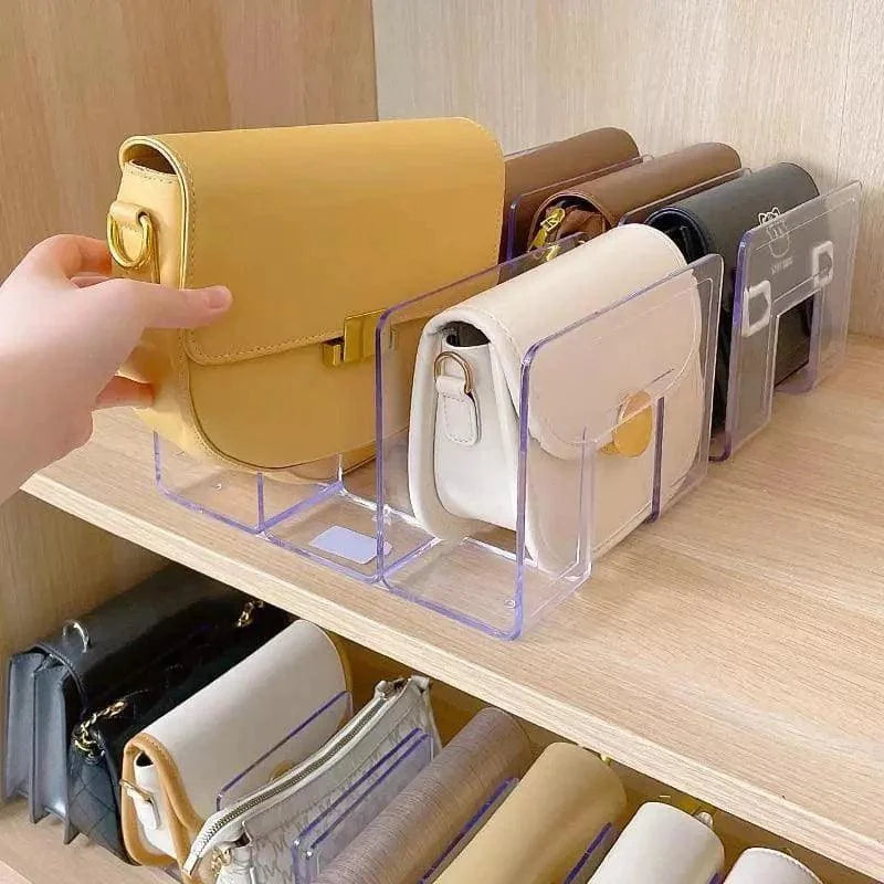 Clear acrylic handbag and accessory organiser