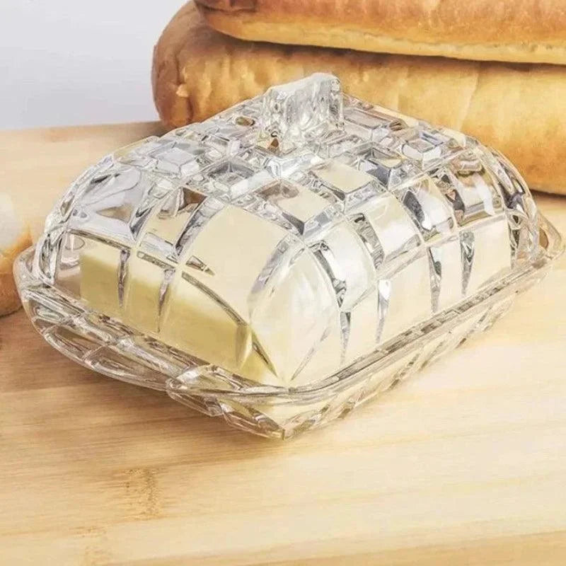 Clear Glass Cheese & Butter Serving Dish