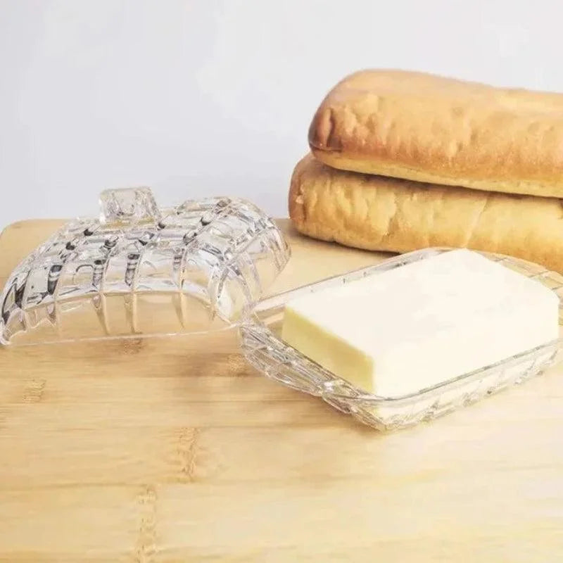 Clear Glass Cheese & Butter Serving Dish – view 2