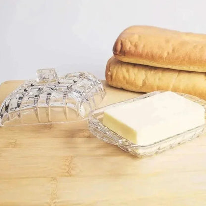 Clear Glass Cheese & Butter Serving Dish – view 2