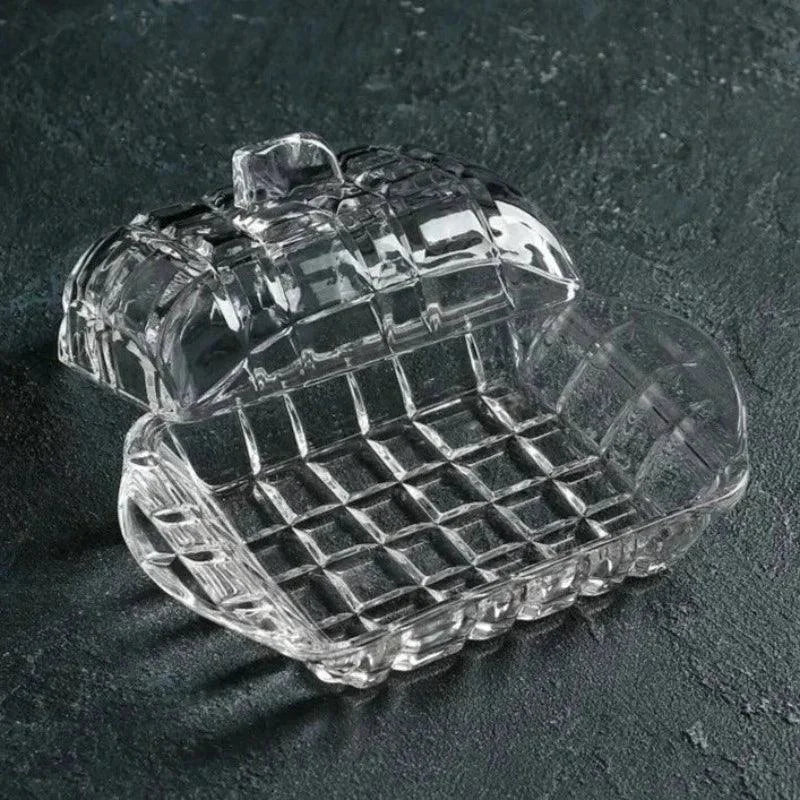Clear Glass Cheese & Butter Serving Dish – view 4