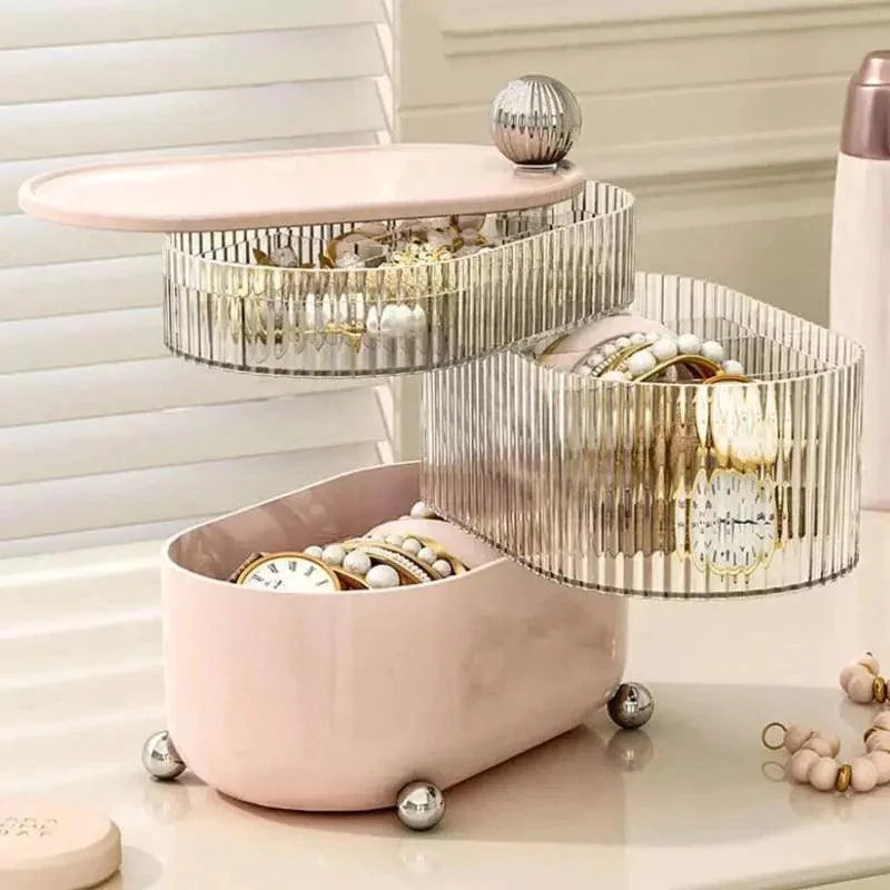 Clear tiered jewellery organiser with dividers