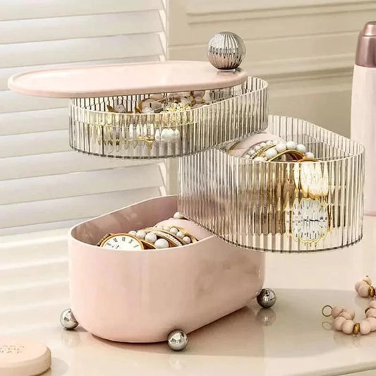 Clear tiered jewellery organiser with dividers