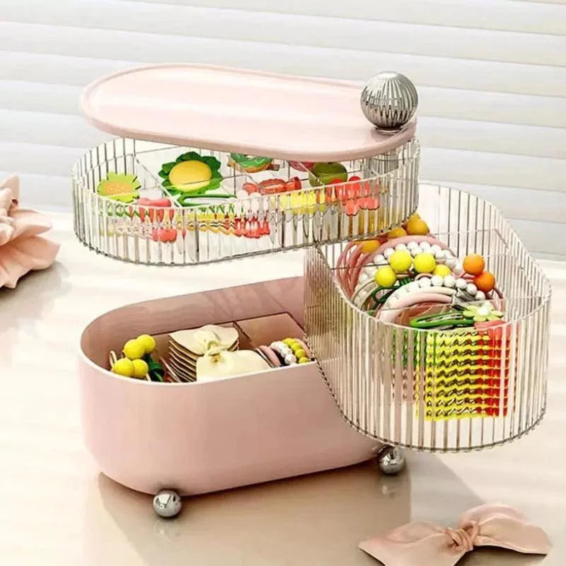 Clear tiered jewellery organiser with dividers – view 3