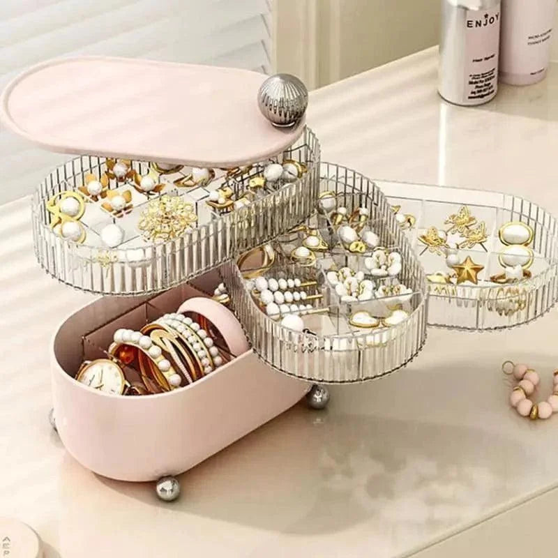 Clear tiered jewellery organiser with dividers – view 4