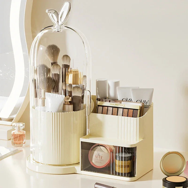 360° Rotating Covered Makeup Organiser with Drawer – view 4