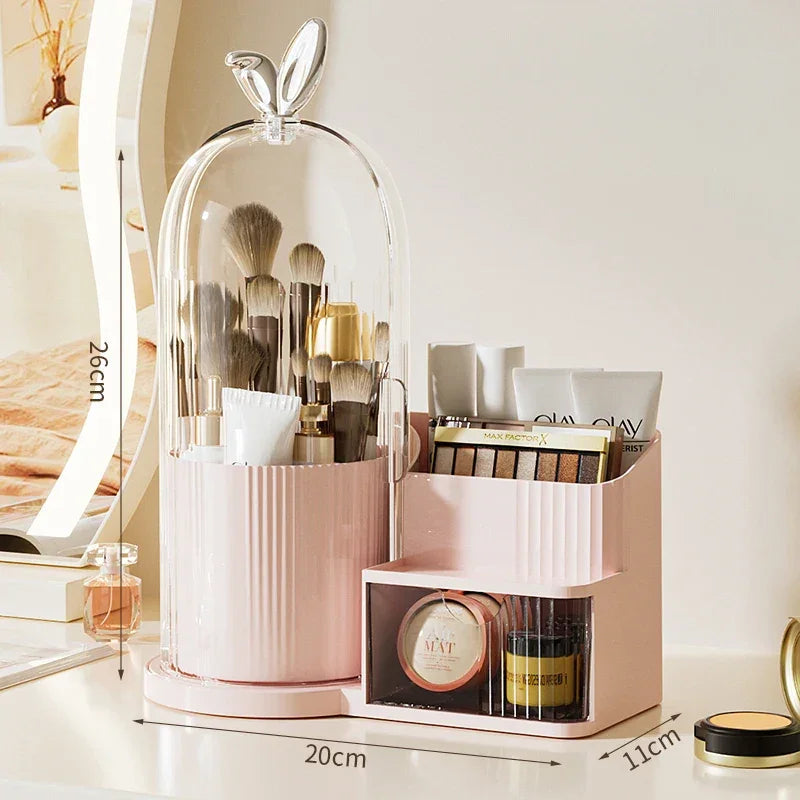 360° Rotating Covered Makeup Organiser with Drawer – view 5