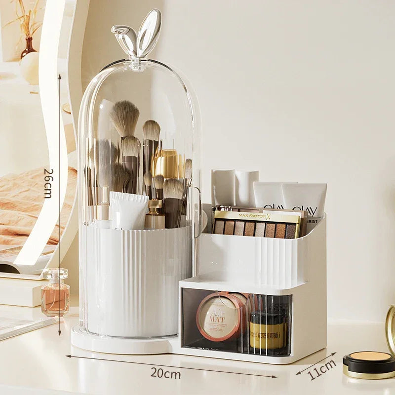 360° Rotating Covered Makeup Organiser with Drawer – view 6