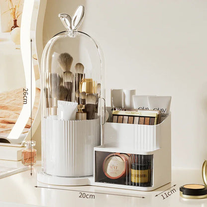 360° Rotating Covered Makeup Organiser with Drawer – view 6