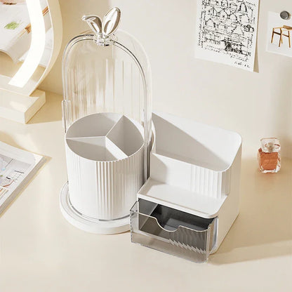 360° Rotating Covered Makeup Organiser with Drawer – view 7