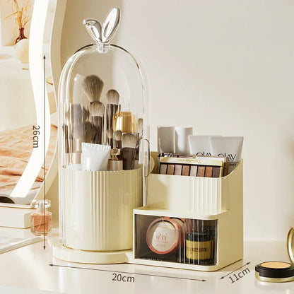 360° Rotating Covered Makeup Organiser with Drawer – view 8