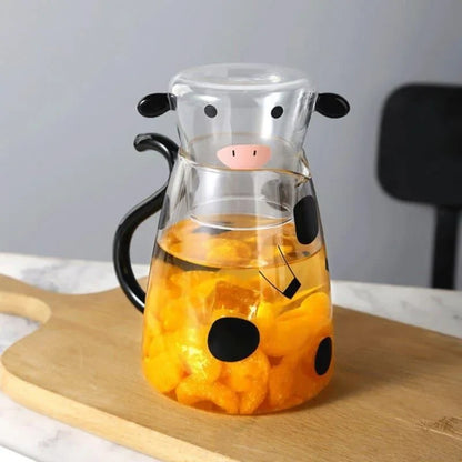 Cow-themed borosilicate glass pitcher and cup set – view 4