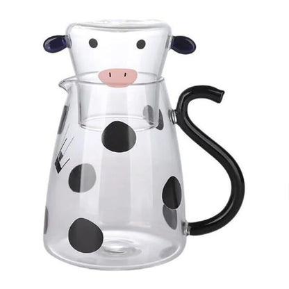 Cow-themed borosilicate glass pitcher and cup set – view 6