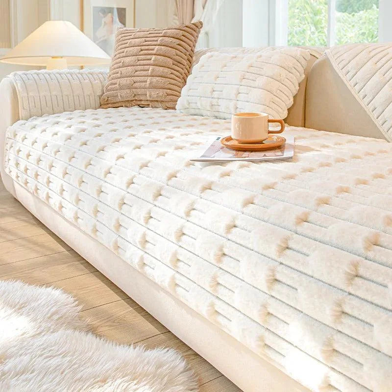 Crystal Velvet Sofa Protector – Beige
