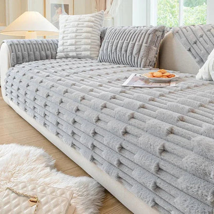 Crystal Velvet Sofa Protector – Light Grey