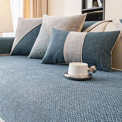 Dark Blue Cotton-Linen Non-Slip Sofa Protector – view 4