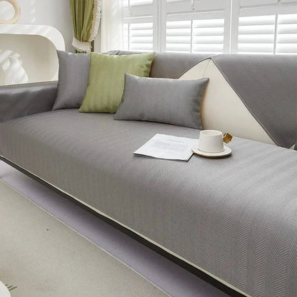 Dark Grey Quilted Non-Slip Sofa Cover