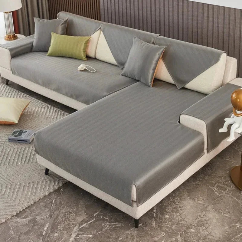 Dark Grey Quilted Non-Slip Sofa Cover – view 2