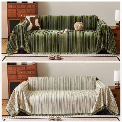 Dark Grey Striped Chenille Sofa Protector – view 3