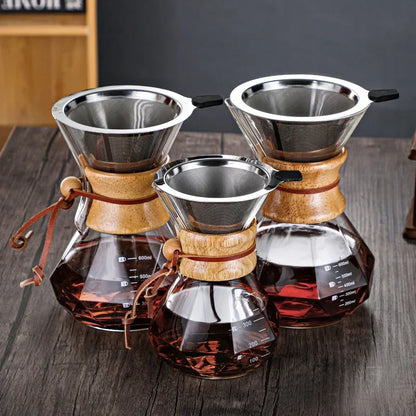 Diamond Borosilicate Glass Pour-Over Coffee Maker
