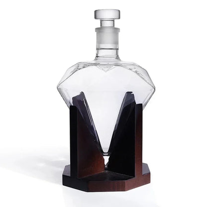 Diamond Glass Wine Decanter with Wood Stand – view 6