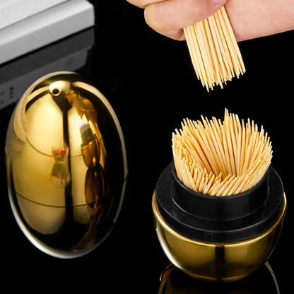 Egg-Shaped 304 Stainless Steel Toothpick Dispenser – view 3
