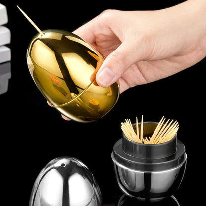 Egg-Shaped 304 Stainless Steel Toothpick Dispenser – view 4