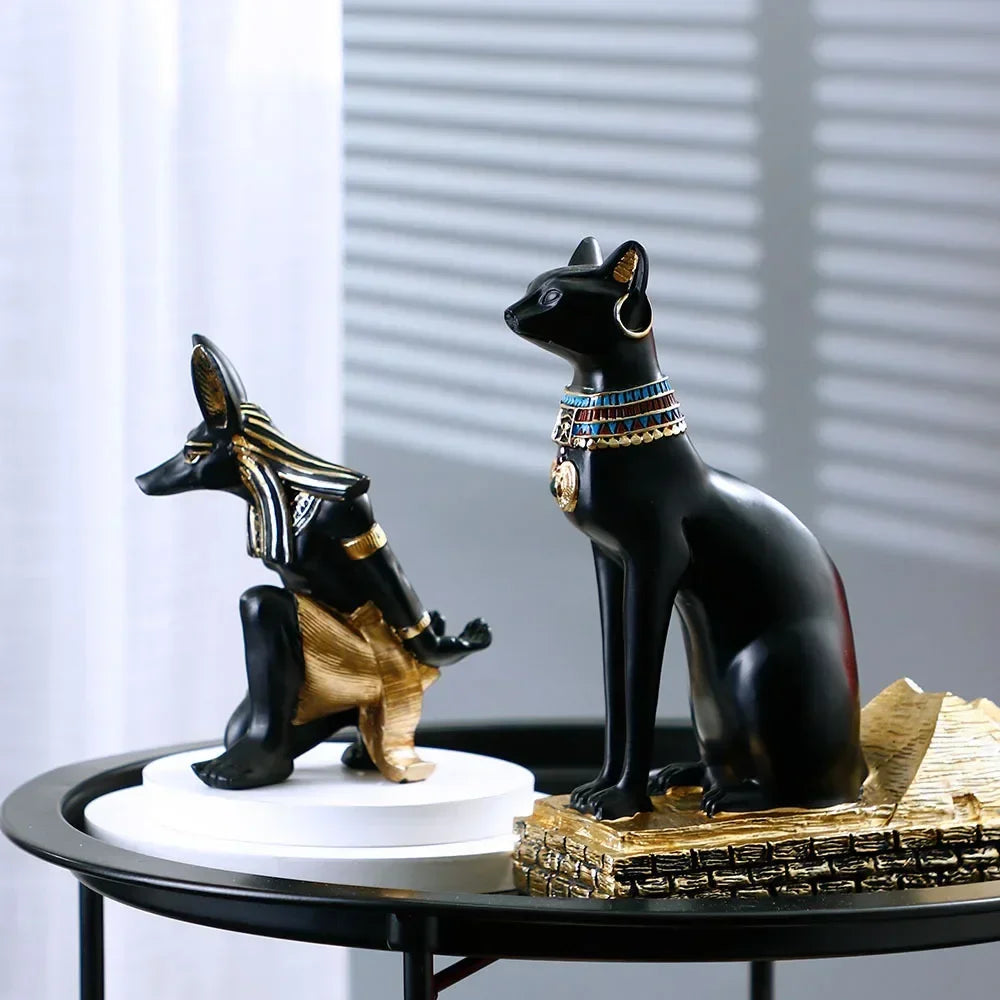 Egyptian Resin Wine Bottle Holder – Anubis & Bastet – view 7