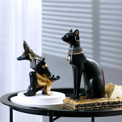 Egyptian Resin Wine Bottle Holder – Anubis & Bastet – view 7