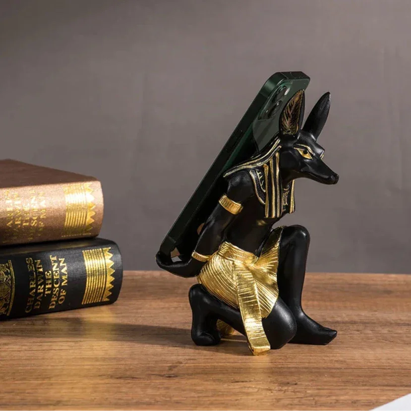 Egyptian Resin Wine Bottle Holder – Anubis & Bastet – view 10
