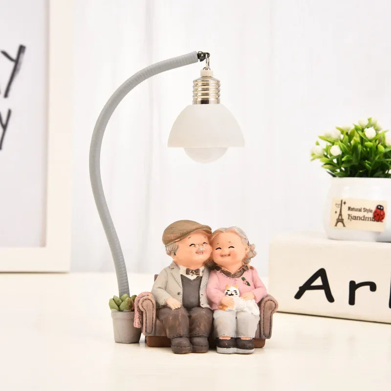 Elderly Couple Resin Sculpture