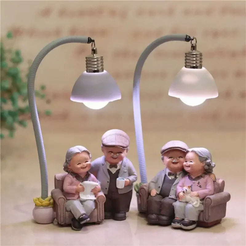 Elderly Couple Resin Sculpture – view 2