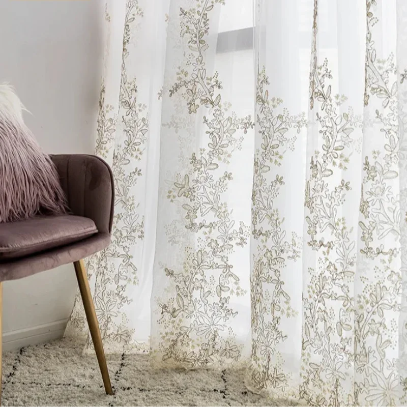 Embroidered Cutwork Voile Curtain Panel