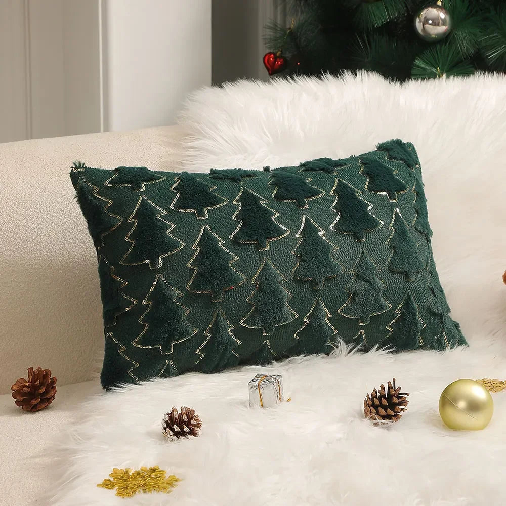 Embroidered Plush Christmas Cushion Cover – view 2