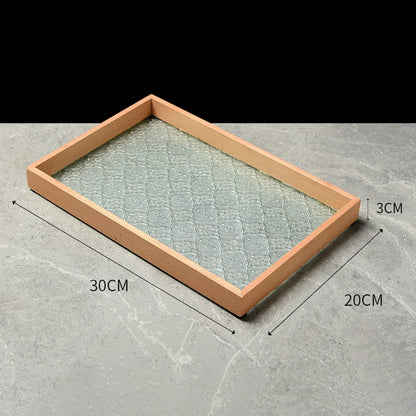 Floral Glass & Wood Decorative Serving Tray – view 5