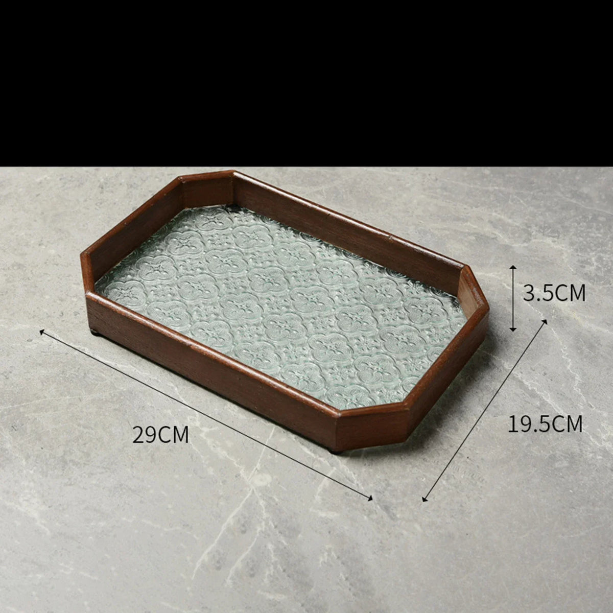 Floral Glass & Wood Decorative Serving Tray – view 7
