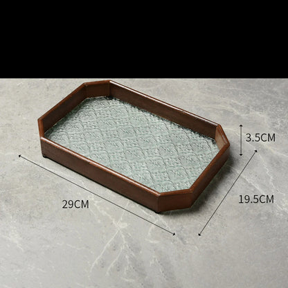 Floral Glass & Wood Decorative Serving Tray – view 7